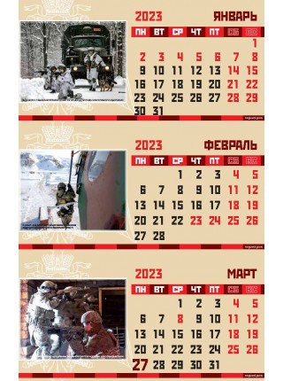 Календарь Росгвардия РФ квартальный трехблочный 2023 г