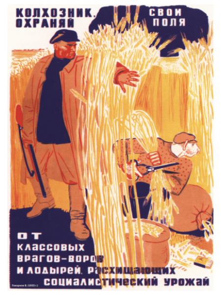 Плакат СССР, "Колхозник охраняй свои поля", А3, А2, А1