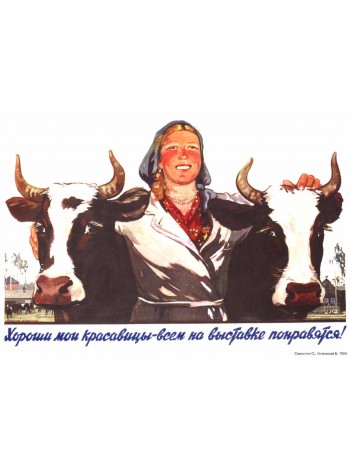Плакат СССР "Хороши мои красавицы - всем на выставке понравятся!"